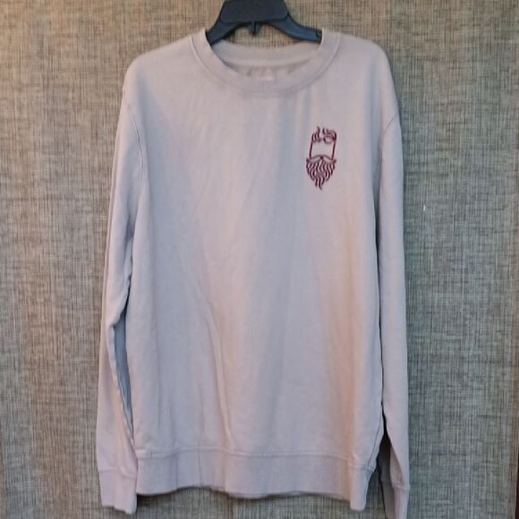 Goodfellow & Co Light Beige Crewneck Cotton Sweat shirt with Maroon Logo - Picture 1 of 4